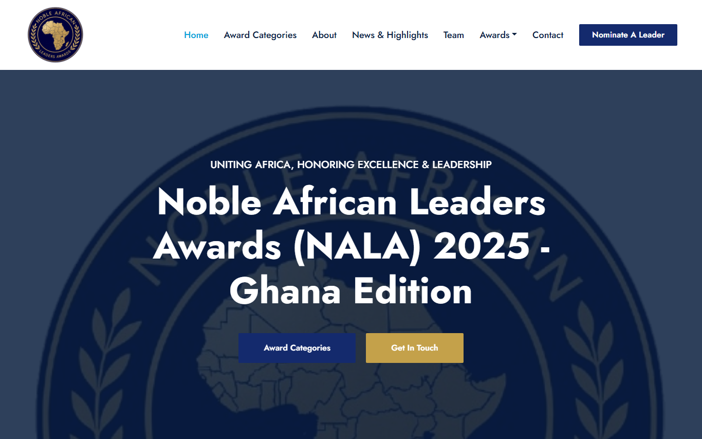 Noble African Leaders Awards website